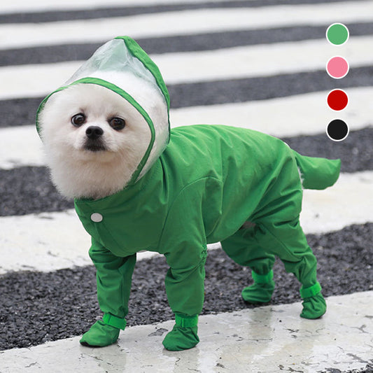 Hooded & Leg Cover Raincoat for Small Dogs