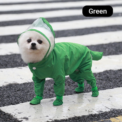 Hooded & Leg Cover Raincoat for Small Dogs